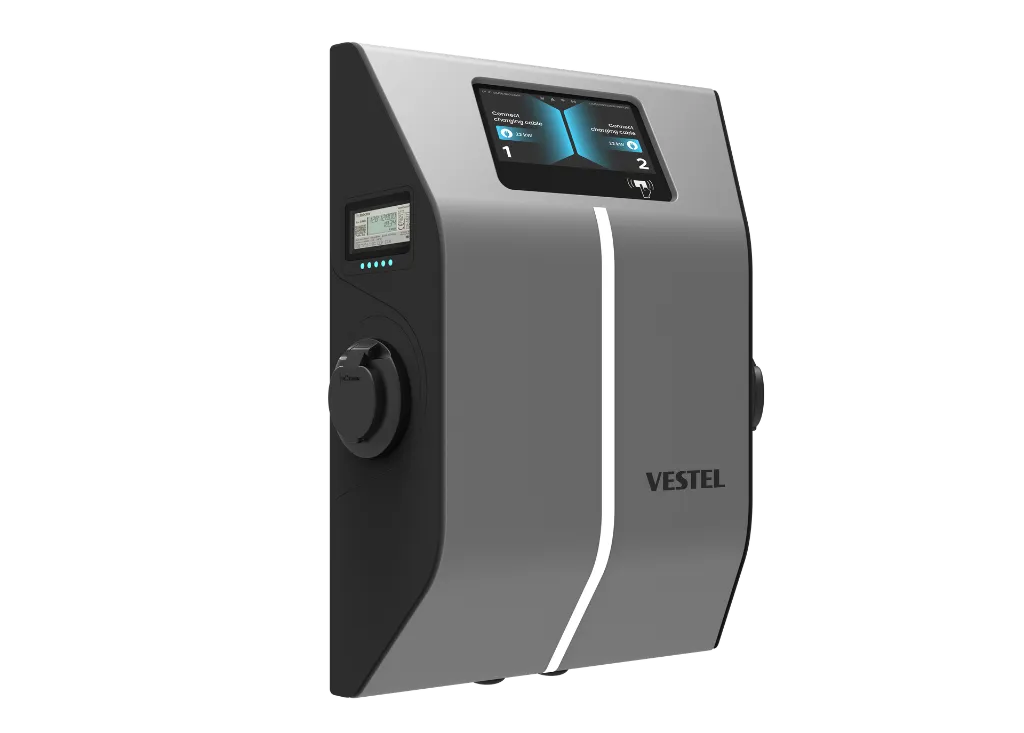 Vestel Gemini Dual 2 × 11 kW с дисплей и MID – станция за два автомобила, изглед 2